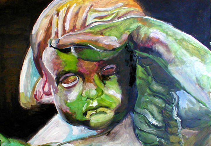 Pintura intitulada "l'angelot" por Mysane, Obras de arte originais, Óleo