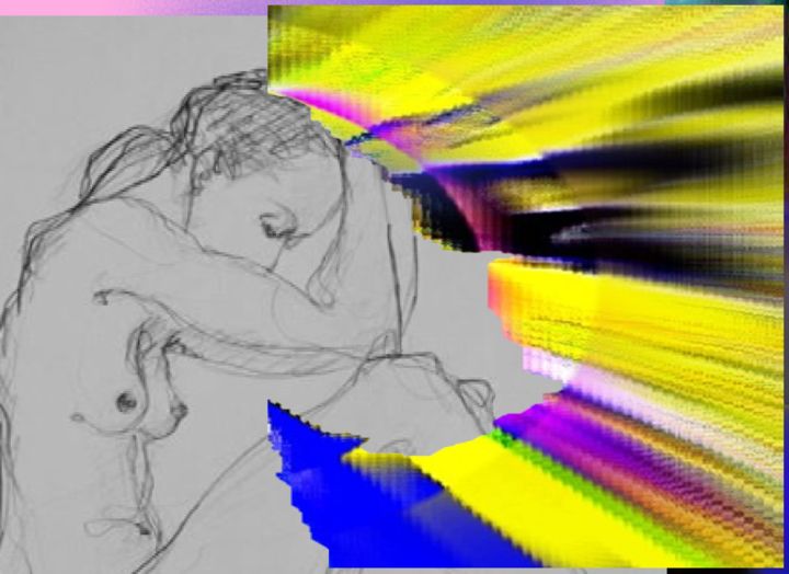 Arts numériques intitulée "nu aux rayons" par Mysane, Œuvre d'art originale, Peinture numérique