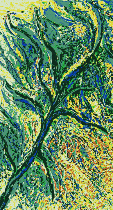 Peinture intitulée "branche morte" par Mysane, Œuvre d'art originale, Huile