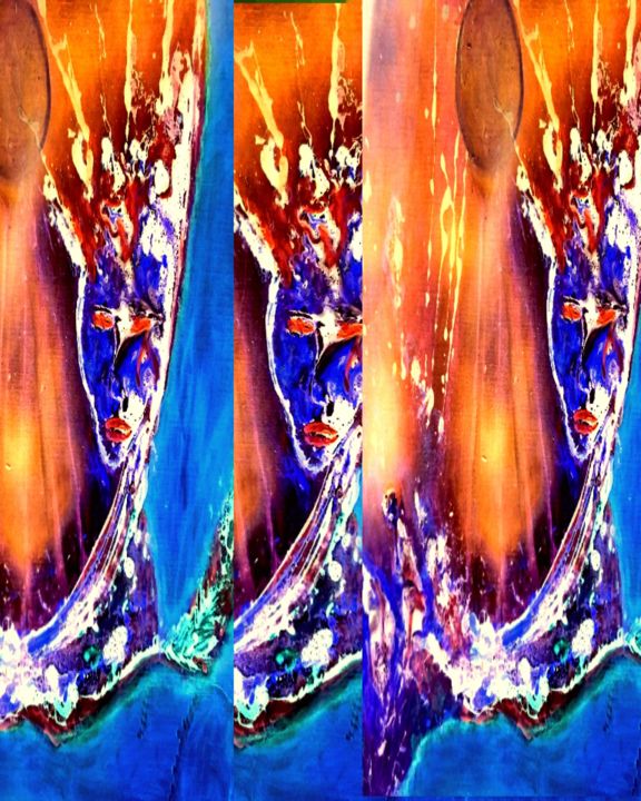 Digitale Kunst getiteld "en triplette" door Mysane, Origineel Kunstwerk, Digitaal Schilderwerk