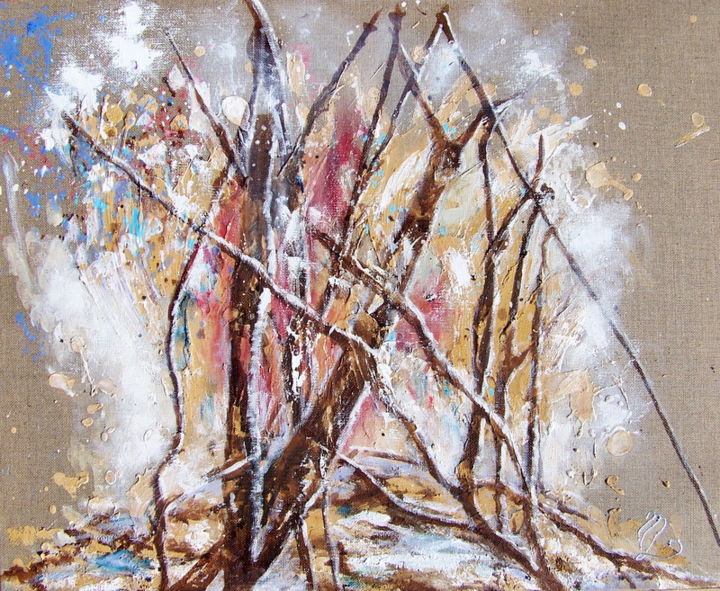 Peinture intitulée "sous-la-neige.jpg" par Mysane, Œuvre d'art originale, Acrylique