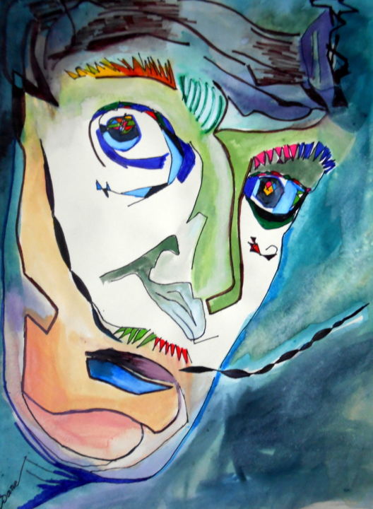 Dessin intitulée "Dali" par Mysane, Œuvre d'art originale, Encre