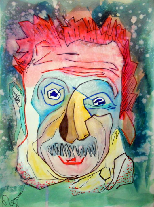 Dessin intitulée "Einstein" par Mysane, Œuvre d'art originale, Encre