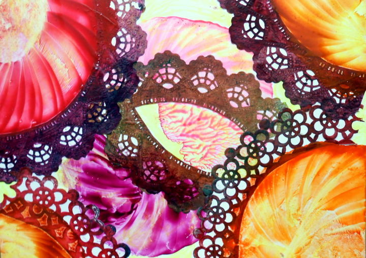 Peinture intitulée "fleurs-dentelees" par Mysane, Œuvre d'art originale, Autre