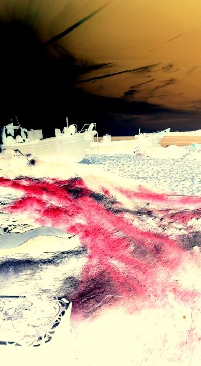 Digitale Kunst getiteld "traces de plage" door Mysane, Origineel Kunstwerk, Digitaal Schilderwerk