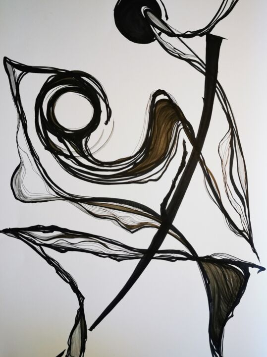 Drawing titled "Black Abstract" by My_.So_.Abstract, Original Artwork, Ink