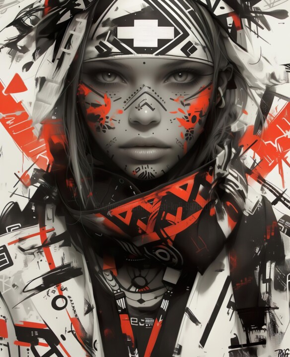 Цифровое искусство под названием "Cyber Tribe" - Mysti Kali, Подлинное произведение искусства, Изображение, сгенерированное…
