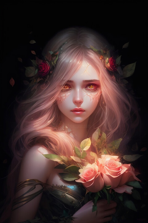 Illustration Acrylic Painting of Captivating Beauty in Digital