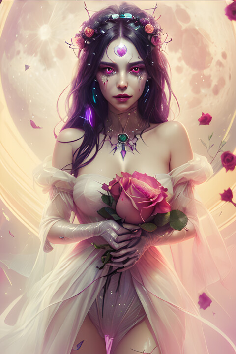 Digital Arts titled "Fantasy Goddess Por…" by Mystic Muse, Original Artwork, AI generated image
