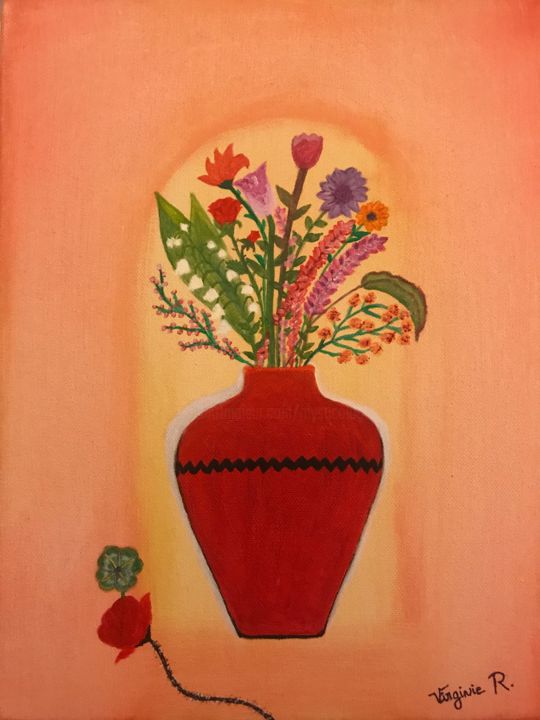 Painting titled "Bouquet d amour" by Virginie R. (Nikitaforever), Original Artwork