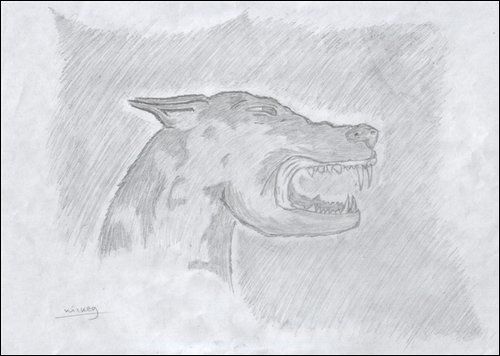 Peinture intitulée "A Wolf Head" par Mikey, Œuvre d'art originale
