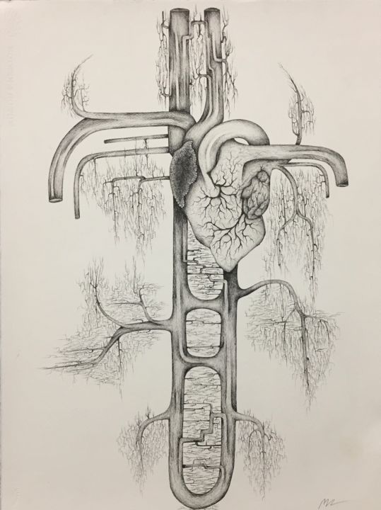 Рисунок под названием "heart enhancement" - Melissa Stolk, Подлинное произведение искусства, Чернила