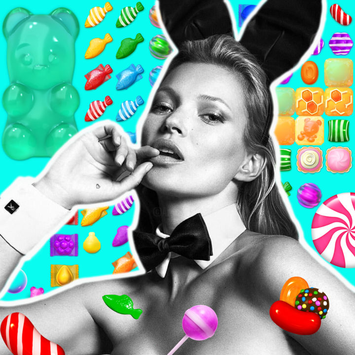 Painting titled "CANDY KATE" by N Nathan, Original Artwork, Digital Painting Mounted on Aluminium