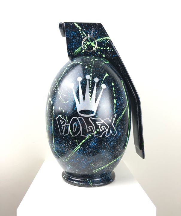 Sculpture intitulée "Grenade ROLEX ODYSEE" par N Nathan, Œuvre d'art originale, Acrylique