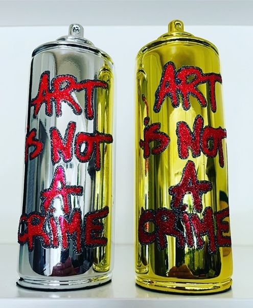 Sculpture titled "BOMB SPRAY "ART IS…" by N Nathan, Original Artwork, Resin