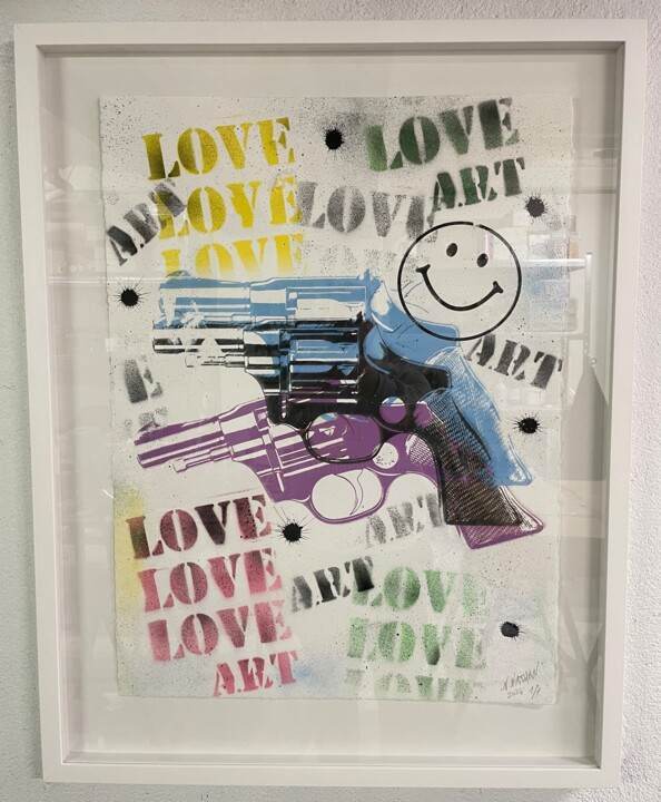 Painting titled "ART GUN LOVERS" by N Nathan, Original Artwork, Acrylic