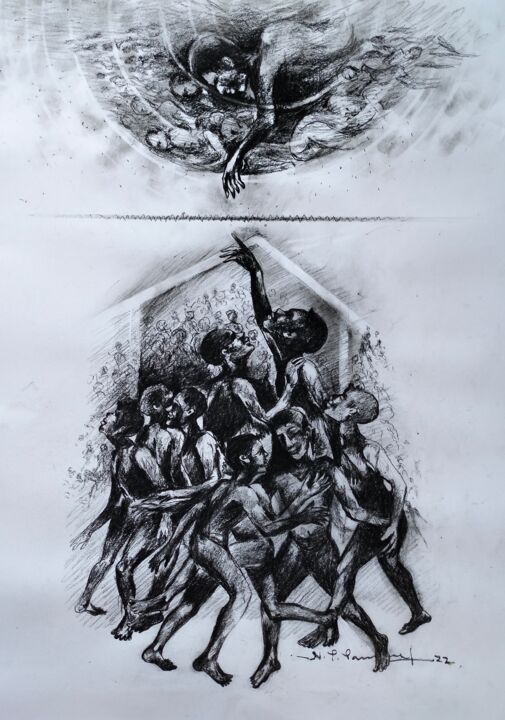 Drawing titled "The last horizon" by N.P Pandey, Original Artwork, Charcoal