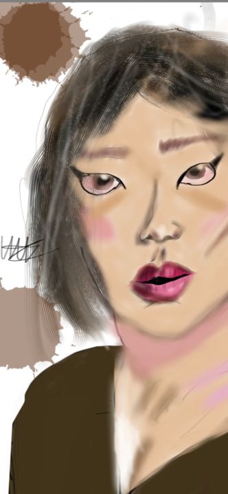 Arts numériques intitulée "asian woman digital…" par Hideous Moon, Œuvre d'art originale, Travail numérique 2D