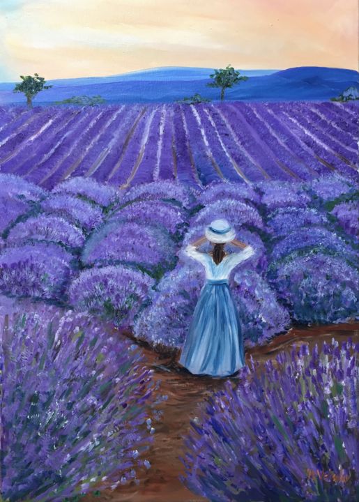 Painting titled "June afternoon" by Nelli Vekszler, Original Art, Oil Mounted on Stretcher frame