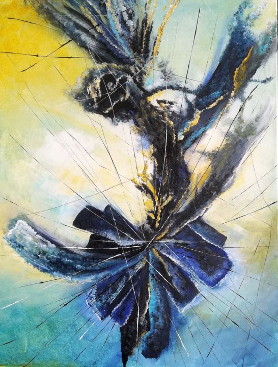 Peinture intitulée "phoenix" par Nadine Warnet-Ponsart, Œuvre d'art originale, Acrylique