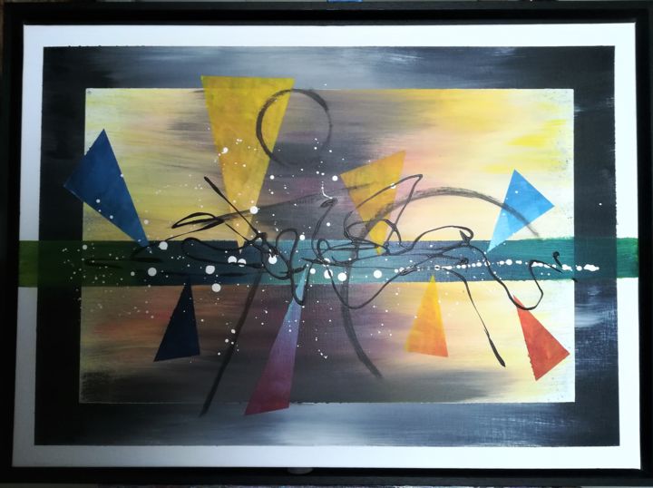 Painting titled "spike" by Nadine Warnet-Ponsart, Original Artwork, Acrylic