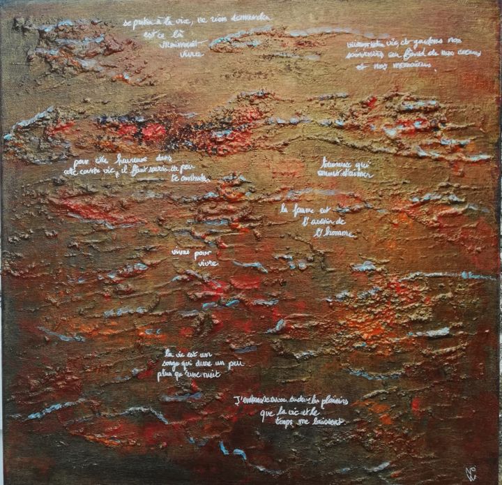 Peinture intitulée "les mots" par Nadine Warnet-Ponsart, Œuvre d'art originale, Acrylique