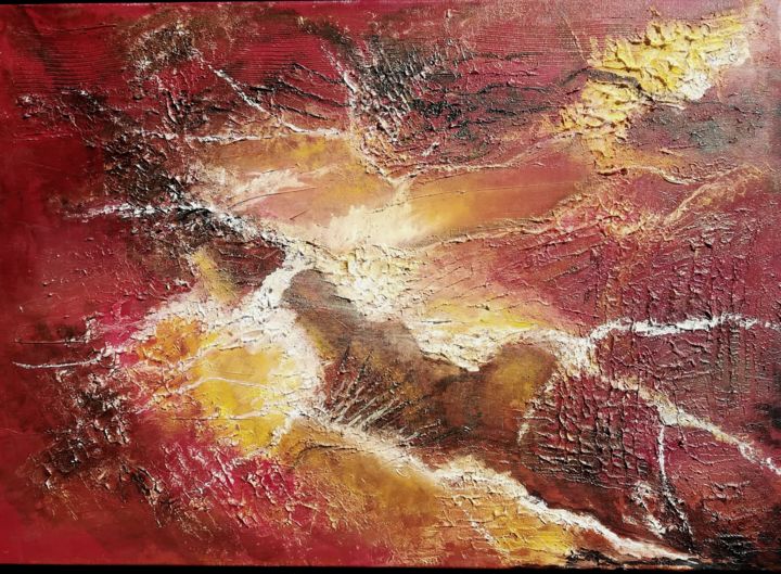 Painting titled "crepuscule" by Nadine Warnet-Ponsart, Original Artwork, Acrylic