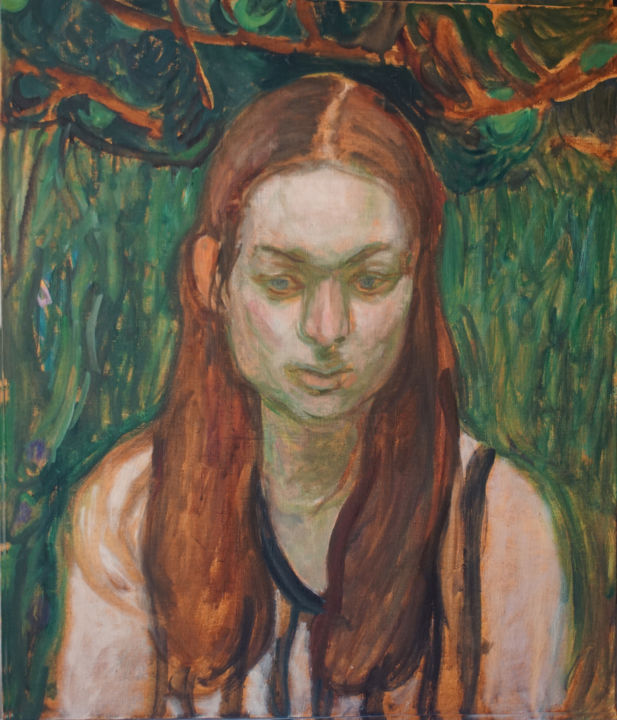 Malerei mit dem Titel "Katsiaryna" von Hanna Asianienka, Original-Kunstwerk, Öl