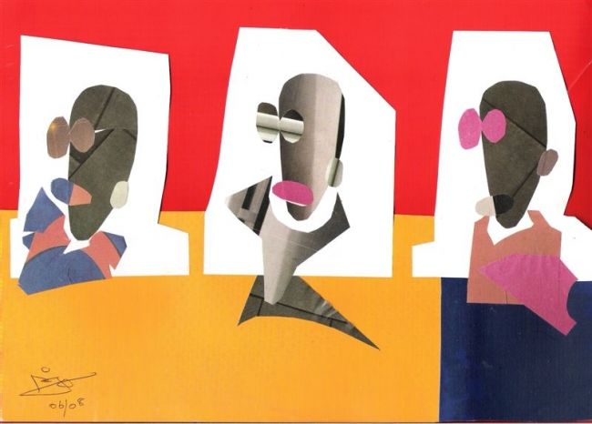 Collages titled "THREE FACES" by Bala Sundaram, Original Artwork