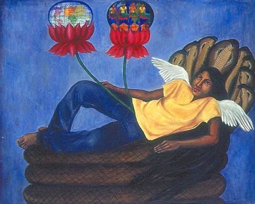 Pintura intitulada "Peaceful Co-Existan…" por Nabanita Saha, Obras de arte originais