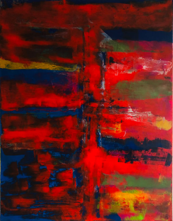 Peinture intitulée "Red loves blue" par Nabil Drissi, Œuvre d'art originale, Acrylique