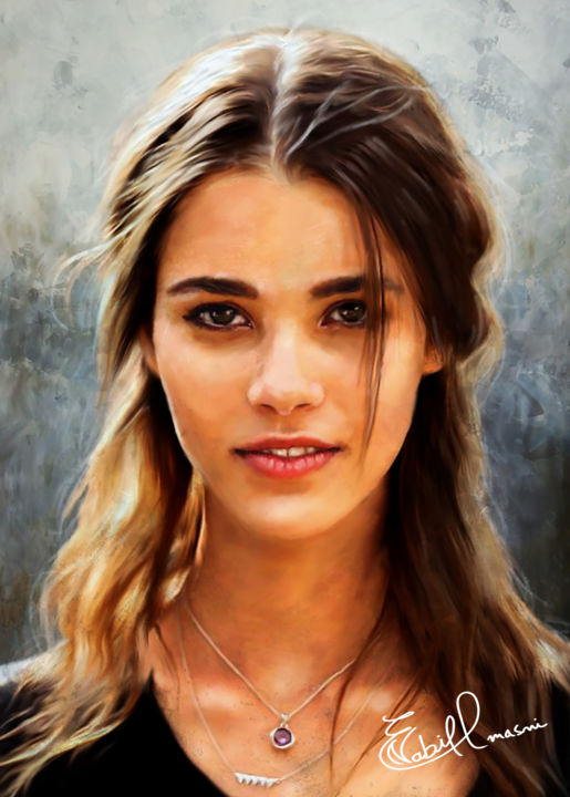 Digital Arts titled "girl" by Nabil El Masni, Original Artwork, Digital Painting