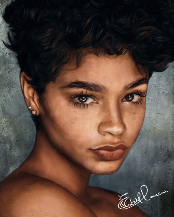 Digital Arts με τίτλο "GIRL" από Nabil El Masni, Αυθεντικά έργα τέχνης, Ψηφιακή ζωγραφική