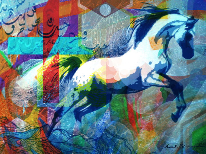 Digital Arts με τίτλο "cheval1.jpg" από Nabil El Masni, Αυθεντικά έργα τέχνης, Ψηφιακή ζωγραφική