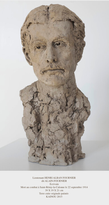 Sculpture titled "Alain Fournier - éc…" by Nacera Kaïnou, Original Artwork, Terra cotta