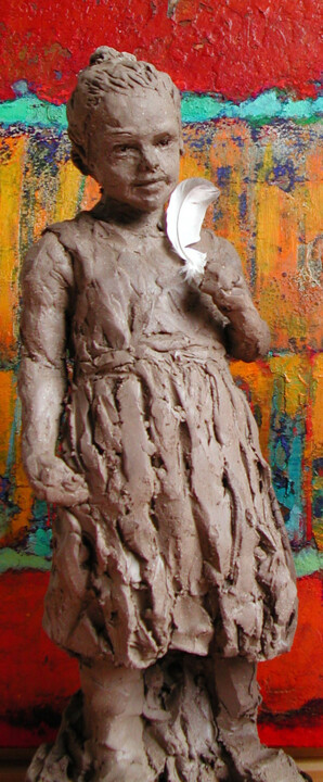 Sculpture intitulée "L'Espiègle" par Nacera Kaïnou, Œuvre d'art originale, Terre cuite