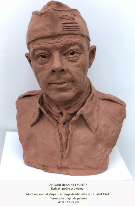 Sculpture titled "Antoine de Saint-Ex…" by Nacera Kaïnou, Original Artwork, Terra cotta