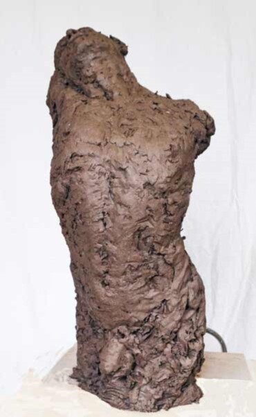 Sculpture titled "La naissance d'Adam" by Nacera Kaïnou, Original Artwork, Terra cotta