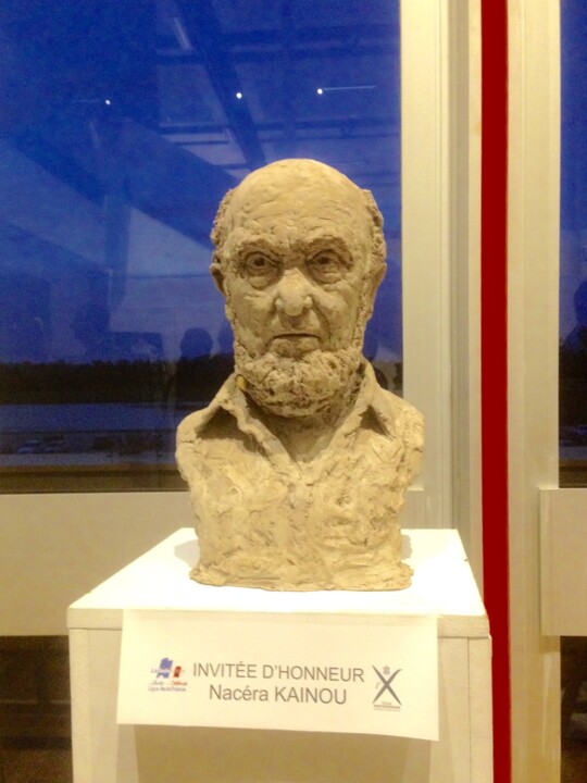 Sculpture titled "Albert Jacquard" by Nacera Kaïnou, Original Artwork, Terra cotta