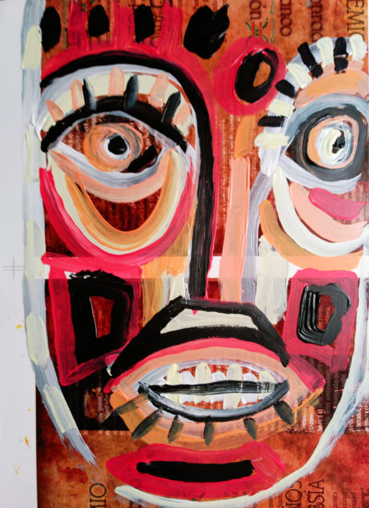 Schilderij getiteld "Rostro VIII" door Nacho Martínez, Origineel Kunstwerk