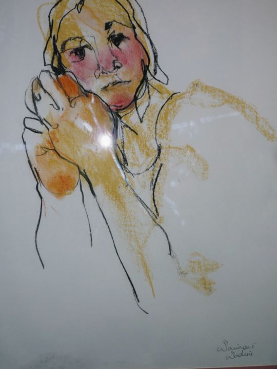 Dessin intitulée "Les mains dressées" par Nadine Nacinovic, Œuvre d'art originale, Conté