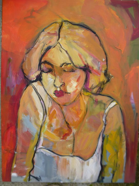 Painting titled "Portrait peint d'Al…" by Nadine Nacinovic, Original Artwork, Acrylic