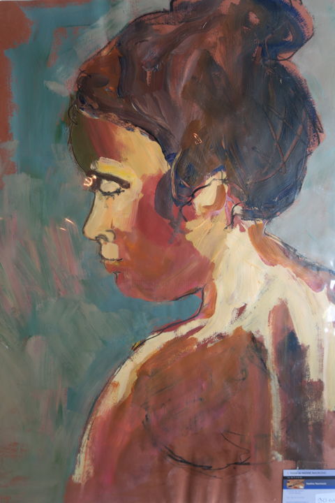 Painting titled "Alexandra au chignon" by Nadine Nacinovic, Original Artwork, Acrylic