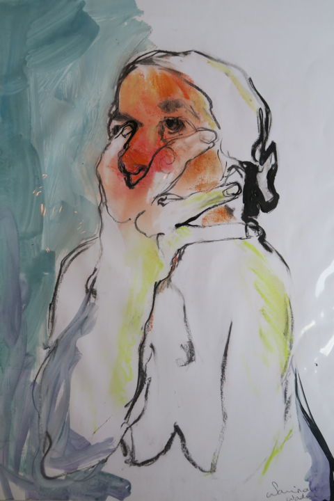 Malarstwo zatytułowany „La main sur le visa…” autorstwa Nadine Nacinovic, Oryginalna praca, Pastel