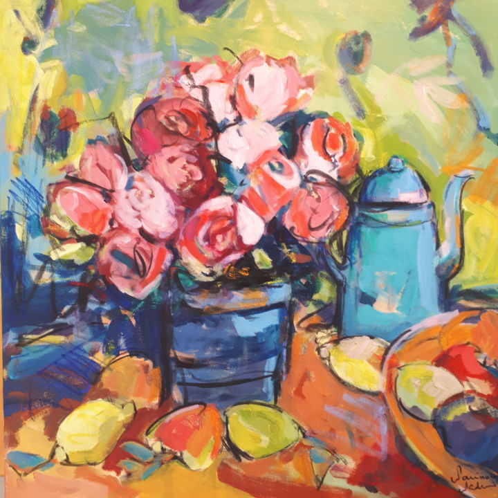 Painting titled "Le bouquet de Franç…" by Nadine Nacinovic, Original Artwork, Acrylic