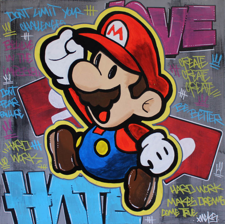 Painting titled "Mario" by Nacks, Original Artwork, Acrylic