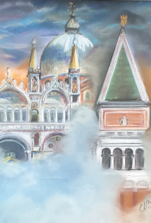 Rysunek zatytułowany „Place San Marco Ita…” autorstwa Nad Bonzi, Oryginalna praca, Pastel