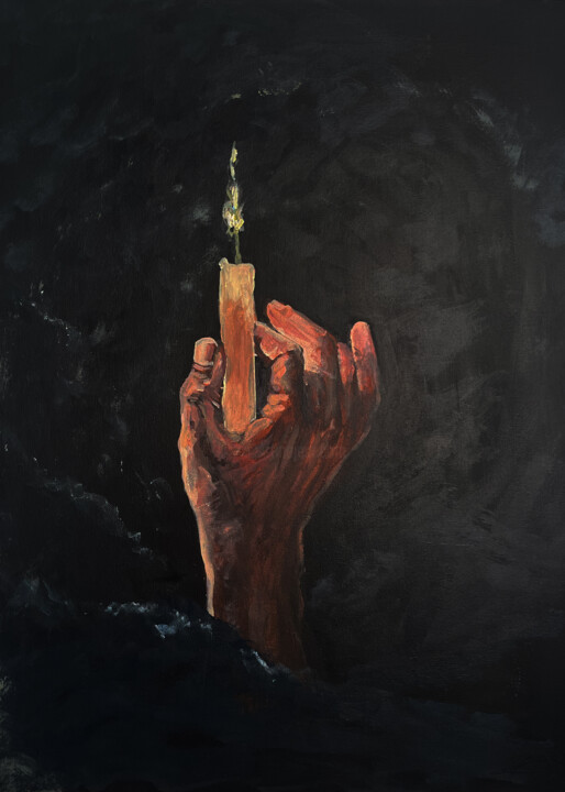 Pittura intitolato "Dans les obscurités" da Nada Laktaoui, Opera d'arte originale, Acrilico