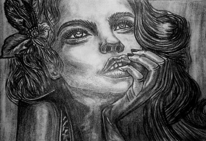 Рисунок под названием ""Мечтательность"" - Алёна Надькина, Подлинное произведение искусства, Карандаш