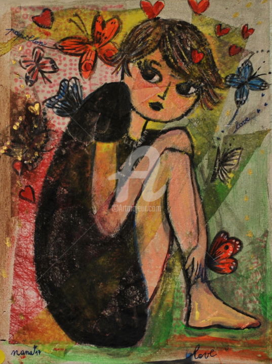 Peinture intitulée "Le papillon Nana" par Nadège Gardian, Œuvre d'art originale, Acrylique